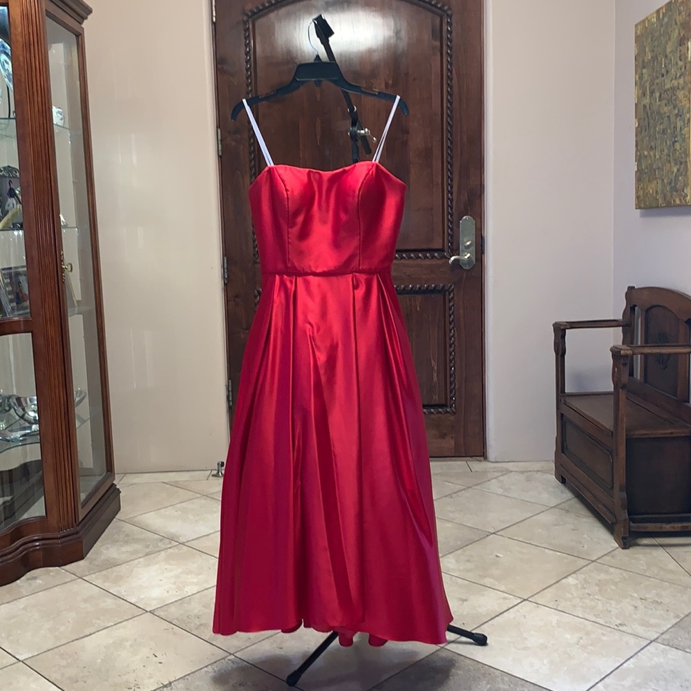 Betsy Adam Hi-low strapless ballgown